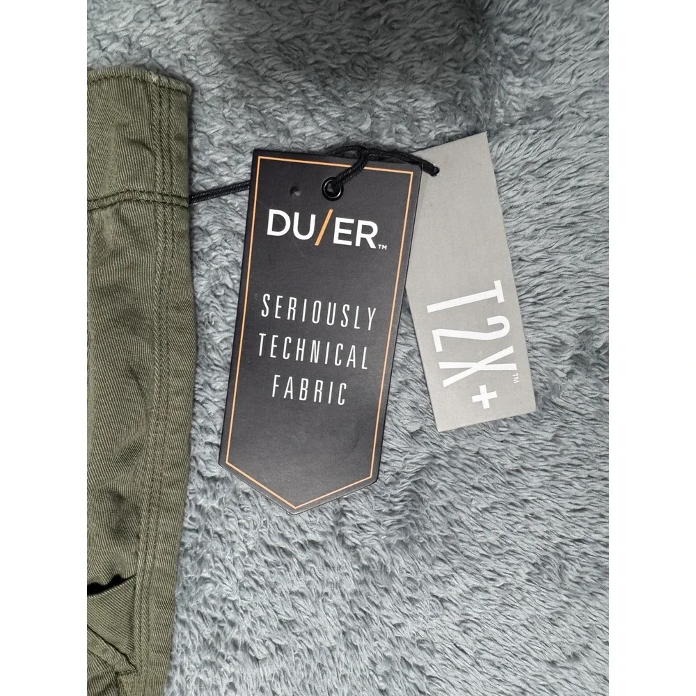 DU/ER Men's 38x30 Live Free Adventure Pants Loden Green Cargo Technical Fabric